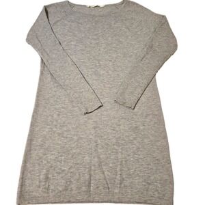 Athleta Solitude Sweater Dress Gray 100% Merino Wool Ribbed Sleeve Size Small